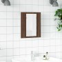 Armario de baño con espejo LED madera marrón roble 40x12x45 cm