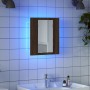 Armario de baño con espejo LED madera marrón roble 40x12x45 cm