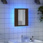Armario de baño con espejo LED madera marrón roble 40x12x45 cm
