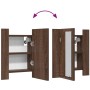 Armario de baño con espejo LED madera marrón roble 40x12x45 cm