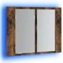 Armario con espejo LED madera roble ahumado 60x12x45 cm
