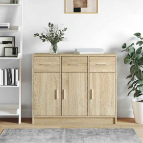 Aparador de madera de ingeniería color roble Sonoma 91x28x75 cm Aparador de madera de ingeniería color roble Sonoma 91x28x75 cm