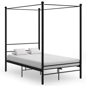 Estructura de cama con dosel metal negro 120x200 cm de vidaXL, Camas y somieres - Ref: Foro24-325057, Precio: 154,75 €, Descu...