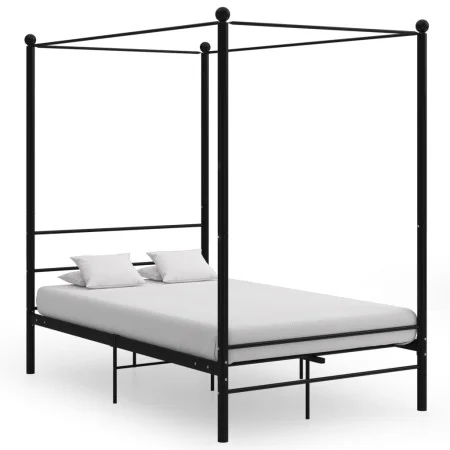 Schwarzer Himmelbettrahmen aus Metall, 120 x 200 cm von vidaXL, Betten und Lattenroste - Ref: Foro24-325057, Preis: 151,23 €,...