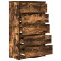 Cómoda de madera contrachapada roble ahumado 60x36x103 cm