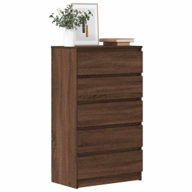 Cómoda de madera contrachapada roble marrón 60x36x103 cm Cómoda de madera contrachapada roble marrón 60x36x103 cm
