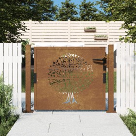 Puerta de jardín acero corten diseño árbol 105x105 cm