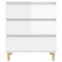 Aparador de madera contrachapada blanco brillante 60x35x70 cm