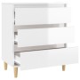 Aparador de madera contrachapada blanco brillante 60x35x70 cm