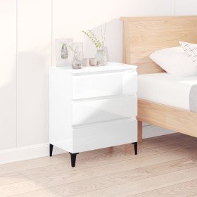 Aparador de madera contrachapada blanco brillante 60x35x70 cm Aparador de madera contrachapada blanco brillante 60x35x70 cm
