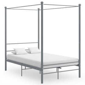 Estructura de cama con dosel metal gris 140x200 cm de vidaXL, Camas y somieres - Ref: Foro24-325062, Precio: 150,34 €, Descue...