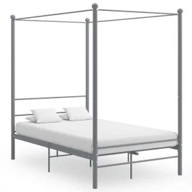 Gray metal canopy bed frame 140x200 cm by vidaXL, Beds and slatted bases - Ref: Foro24-325062, Price: 157,03 €, Discount: %