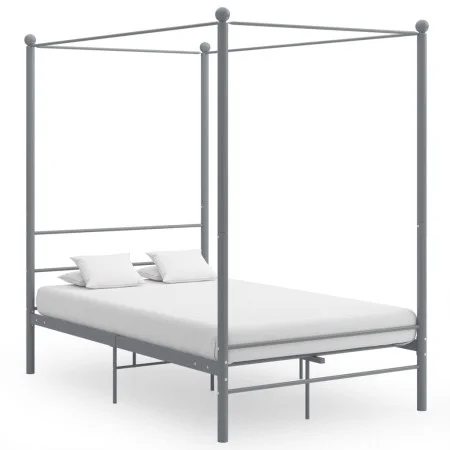 Estructura de cama con dosel metal gris 140x200 cm de vidaXL, Camas y somieres - Ref: Foro24-325062, Precio: 157,64 €, Descue...