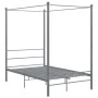 Estructura de cama con dosel metal gris 140x200 cm de vidaXL, Camas y somieres - Ref: Foro24-325062, Precio: 157,64 €, Descue...