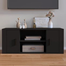 Mueble para TV madera contrachapada negra 100x35x40 cm Mueble para TV madera contrachapada negra 100x35x40 cm