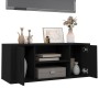 Mueble para TV madera contrachapada negra 100x35x40 cm