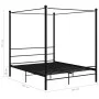 Estructura de cama con dosel metal negro 160x200 cm de vidaXL, Camas y somieres - Ref: Foro24-325063, Precio: 189,55 €, Descu...