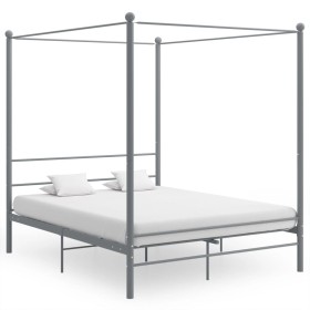 Graues Himmelbettgestell aus Metall, 160 x 200 cm von vidaXL, Betten und Lattenroste - Ref: Foro24-325065, Preis: 158,28 €, R...