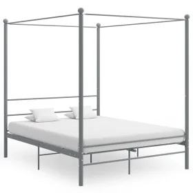 Gray metal canopy bed frame 160x200 cm by vidaXL, Beds and slatted bases - Ref: Foro24-325065, Price: 155,22 €, Discount: %