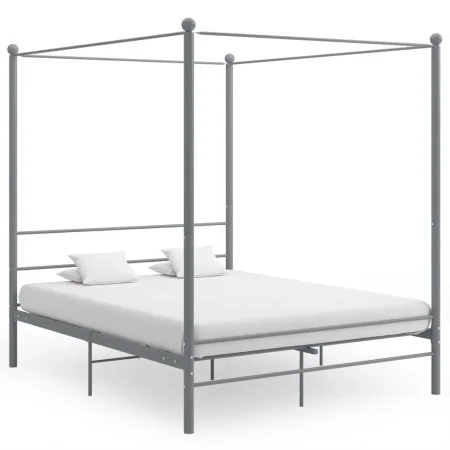 Gray metal canopy bed frame 160x200 cm by vidaXL, Beds and slatted bases - Ref: Foro24-325065, Price: 155,22 €, Discount: %