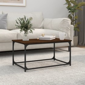 Mesa de centro madera y hierro roble marrón 80x50x40 cm Mesa de centro madera y hierro roble marrón 80x50x40 cm