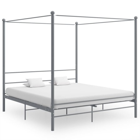 Estructura de cama con dosel metal gris 200x200 cm de vidaXL, Camas y somieres - Ref: Foro24-325071, Precio: 147,17 €, Descue...