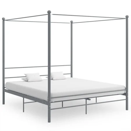 Estructura de cama con dosel metal gris 200x200 cm de vidaXL, Camas y somieres - Ref: Foro24-325071, Precio: 149,52 €, Descue...