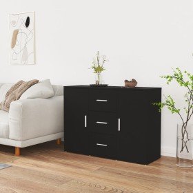 Aparador de madera contrachapada negro 91x29,5x65 cm en Aparadores | Comprar online en Foro24