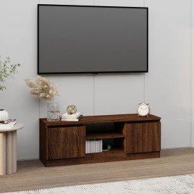 Mueble de TV con puerta roble marrón 102x30x36 cm
