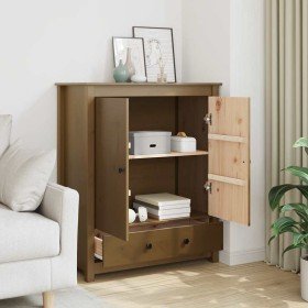 Aparador alto madera maciza de pino marrón miel 83x41,5x100 cm Aparador alto madera maciza de pino marrón miel 83x41,5x100 cm