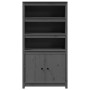 Aparador alto madera maciza de pino gris 80x35x154 cm