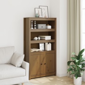 Aparador alto madera maciza de pino marrón miel 80x35x154 cm Aparador alto madera maciza de pino marrón miel 80x35x154 cm