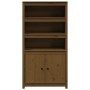 Aparador alto madera maciza de pino marrón miel 80x35x154 cm
