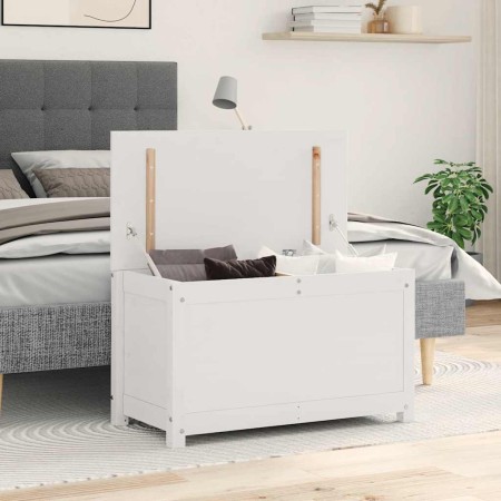 Caja de almacenaje madera maciza de pino blanco 80x40x45,5 cm