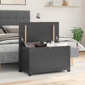 Caja de almacenaje madera maciza de pino gris 80x40x45,5 cm