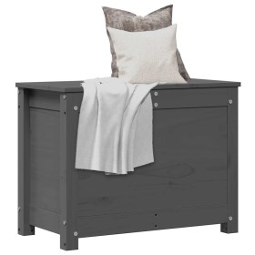 Caja de almacenaje madera maciza de pino gris 60x32x45,5 cm Caja de almacenaje madera maciza de pino gris 60x32x45,5 cm