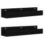 Estantes de pared 2 uds madera maciza de pino negro 50x12x9 cm