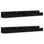 Estantes de pared 2 uds madera maciza de pino negro 80x12x9 cm