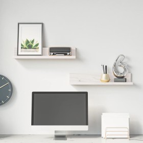 Estantes de pared 2 uds madera maciza de pino blanco 50x11x9 cm Estantes de pared 2 uds madera maciza de pino blanco 50x11x9 cm
