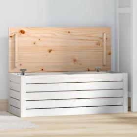 Caja de almacenaje madera maciza de pino blanco 89x36,5x33 cm