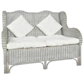 2 seater sofa in natural rattan and gray linen by vidaXL, Sofas - Ref: Foro24-325467, Price: 296,17 €, Discount: %