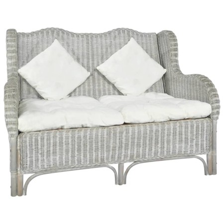 2 seater sofa in natural rattan and gray linen by vidaXL, Sofas - Ref: Foro24-325467, Price: 296,17 €, Discount: %