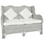 2-Sitzer-Sofa aus natürlichem Rattan und grauem Leinen von vidaXL, Sofas - Ref: Foro24-325467, Preis: 296,17 €, Rabatt: %