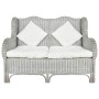 2-Sitzer-Sofa aus natürlichem Rattan und grauem Leinen von vidaXL, Sofas - Ref: Foro24-325467, Preis: 296,17 €, Rabatt: %
