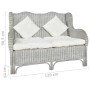 2-Sitzer-Sofa aus natürlichem Rattan und grauem Leinen von vidaXL, Sofas - Ref: Foro24-325467, Preis: 296,17 €, Rabatt: %