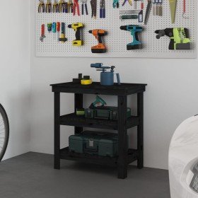 Banco de trabajo de madera maciza de pino negro 78,5x50x80 cm