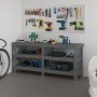 Banco de trabajo de madera maciza de pino gris 181x50x80 cm