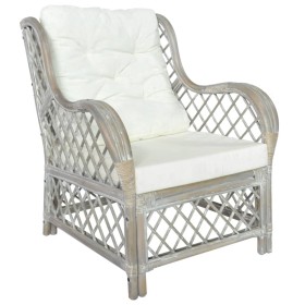 Sofa mit Kissen aus natürlichem Rattan und grauem Leinen von vidaXL, Sofas - Ref: Foro24-325470, Preis: 212,81 €, Rabatt: %