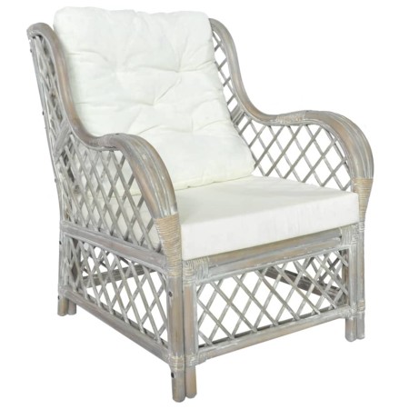 Sofa with natural rattan cushion and gray linen by vidaXL, Sofas - Ref: Foro24-325470, Price: 212,95 €, Discount: %