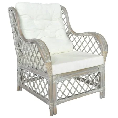 Sofa with natural rattan cushion and gray linen by vidaXL, Sofas - Ref: Foro24-325470, Price: 212,17 €, Discount: %